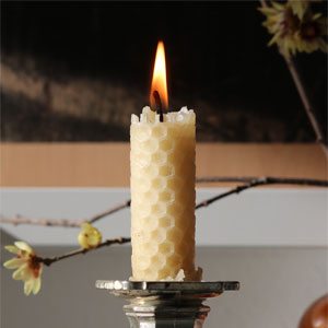 Natural Beeswax Candle, Burning